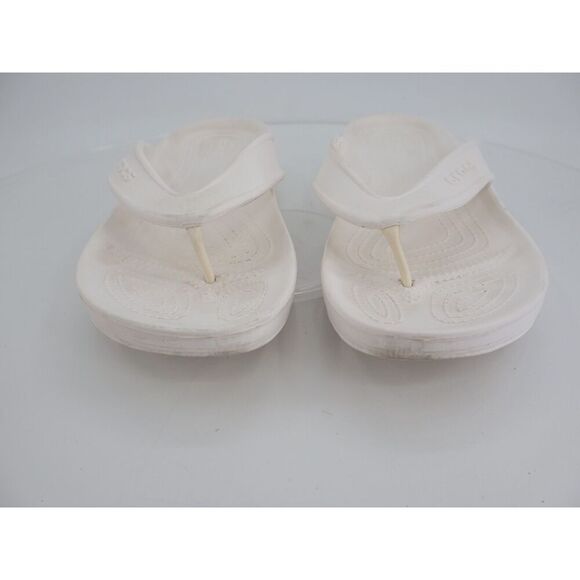 Crocs Women's Iconic Sandal Size 11 Wedge Thong Slide Flip Flop White Shoes - Picture 2 of 10